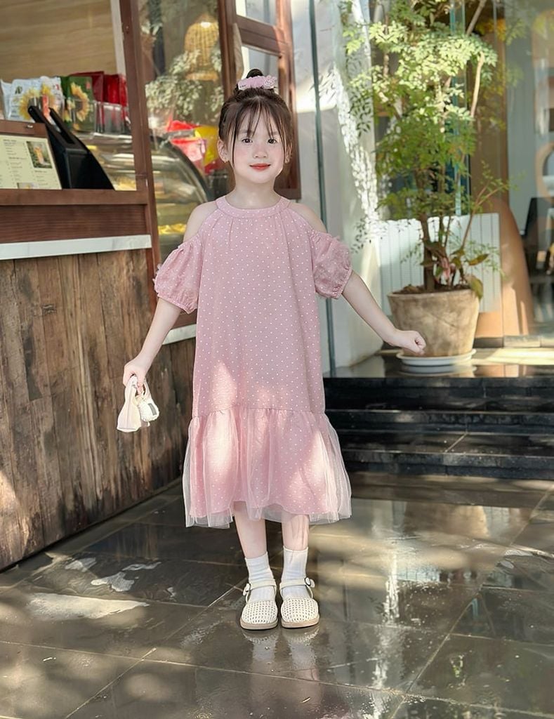 Váy liền dệt thoi bé gái