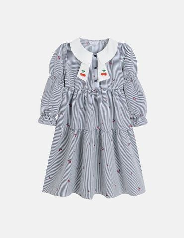 Váy liền dệt thoi bé gái cổ, tay kiểu