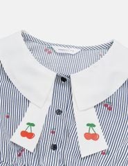 Váy liền dệt thoi bé gái cổ, tay kiểu