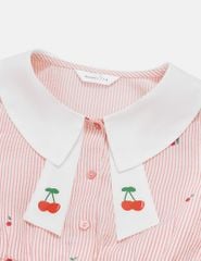 Váy liền dệt thoi bé gái cổ, tay kiểu