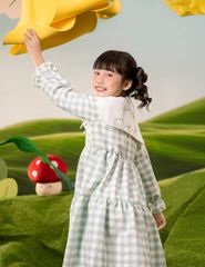 Váy liền dáng A bé gái cổ kiểu cách điệu