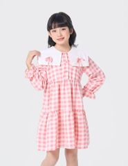 Váy liền dáng A bé gái cổ kiểu cách điệu