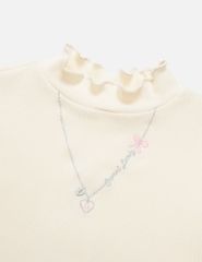 Áo giữ nhiệt bé gái cổ cao hình thêu thân trước