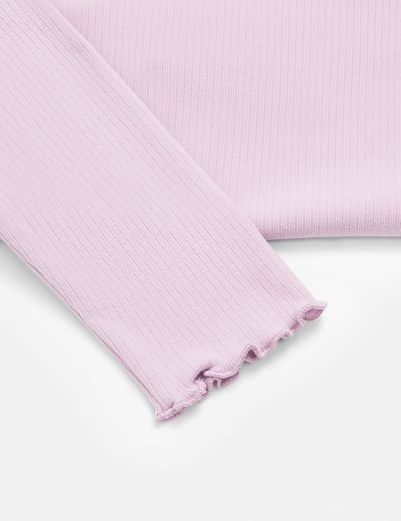 Áo giữ nhiệt bé gái cổ cao hình thêu thân trước