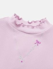 Áo giữ nhiệt bé gái cổ cao hình thêu thân trước