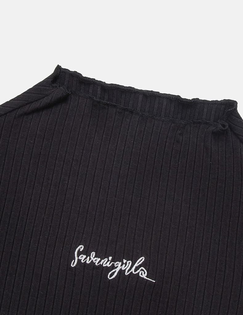 Áo giữ nhiệt bé gái cổ cao hình thêu trước ngực