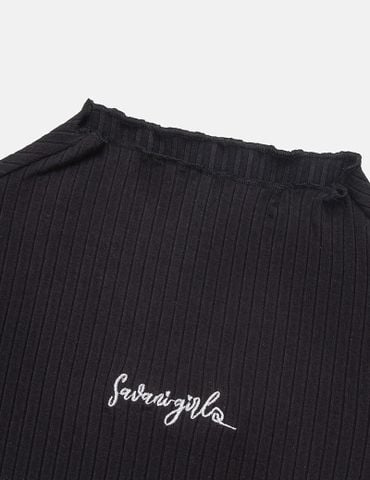 Áo giữ nhiệt bé gái cổ cao hình thêu trước ngực