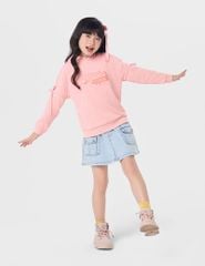 Áo nỉ bé gái có mũ hình in trước ngực