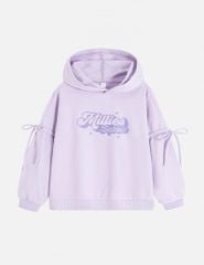 Áo nỉ bé gái có mũ hình in trước ngực