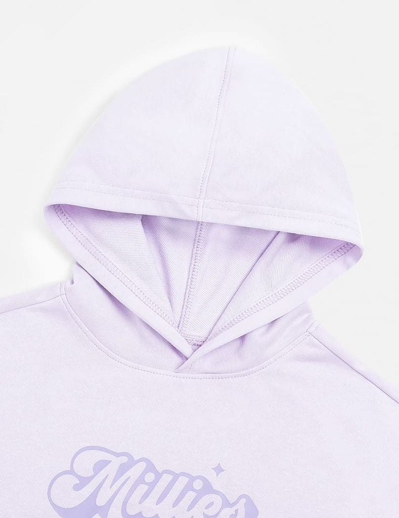 Áo nỉ bé gái có mũ hình in trước ngực