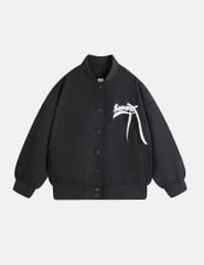 Áo khoác bomber bé gái hình in trước ngực