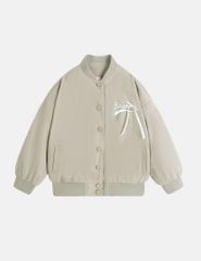 Áo khoác bomber bé gái hình in trước ngực