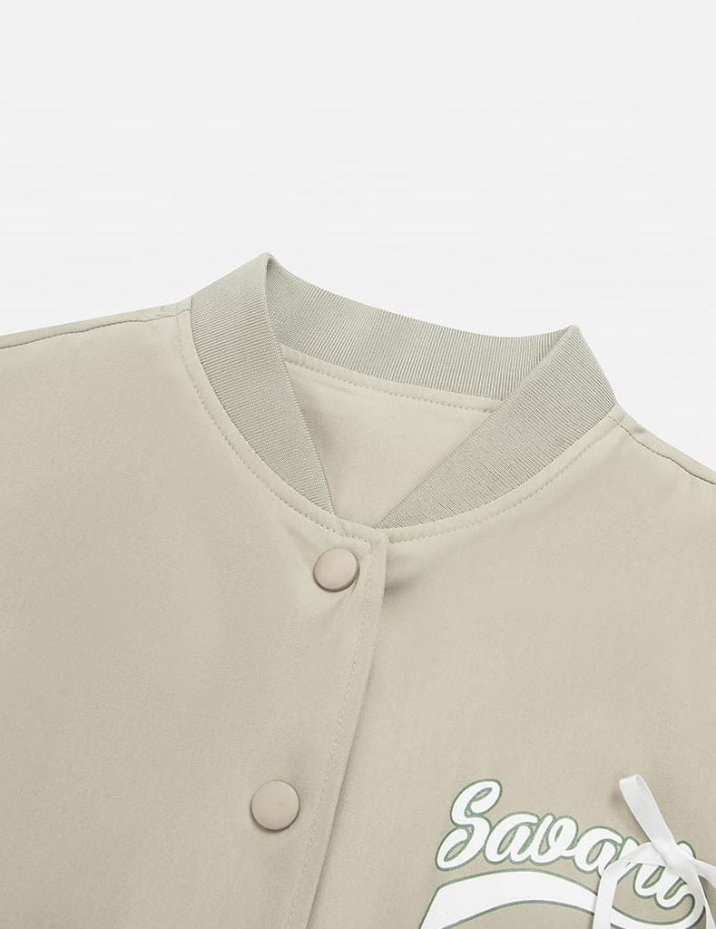 Áo khoác bomber bé gái hình in trước ngực