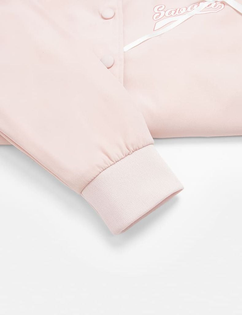 Áo khoác bomber bé gái hình in trước ngực