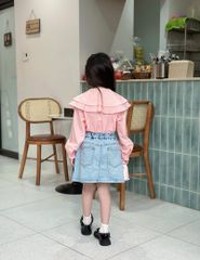 Áo sơ mi dài tay bé gái cổ kiểu