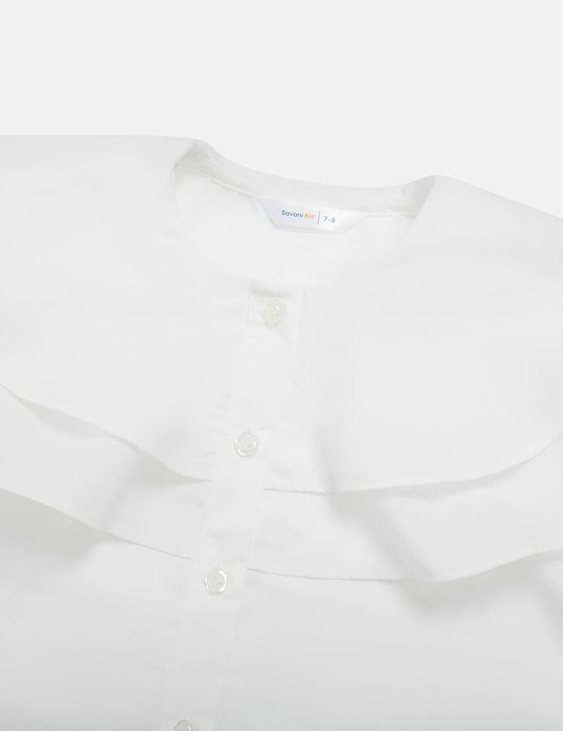 Áo sơ mi dài tay bé gái cổ kiểu