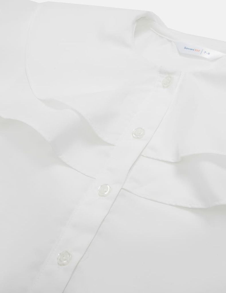 Áo sơ mi dài tay bé gái cổ kiểu