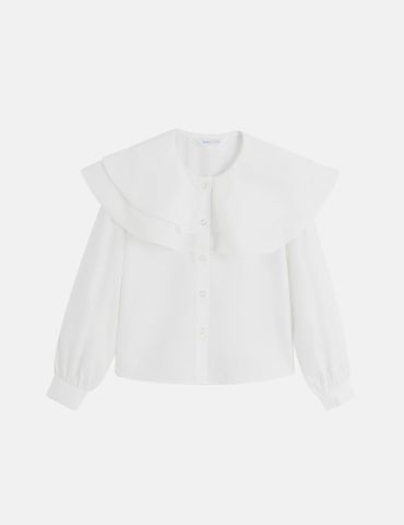 Áo sơ mi dài tay bé gái cổ kiểu