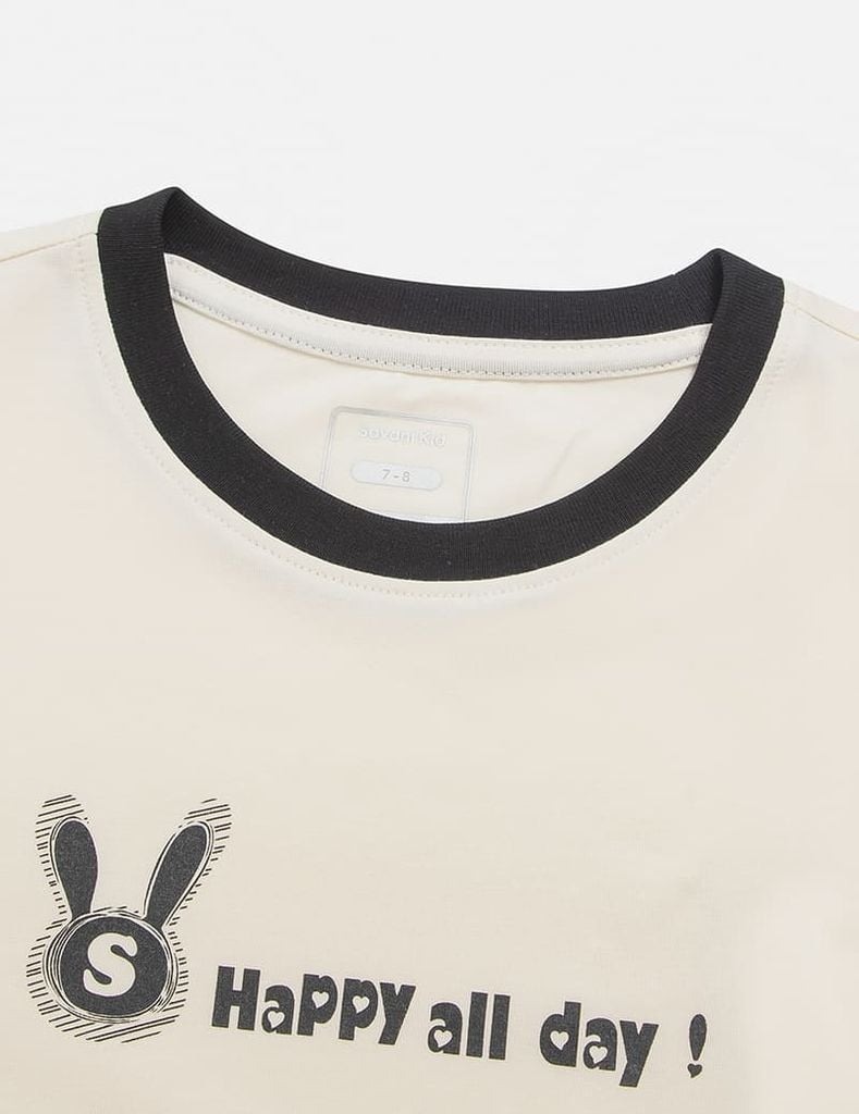 Áo thun dài tay bé gái cổ tròn hình in trước ngực