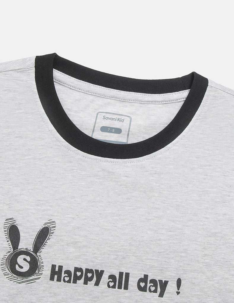 Áo thun dài tay bé gái cổ tròn hình in trước ngực