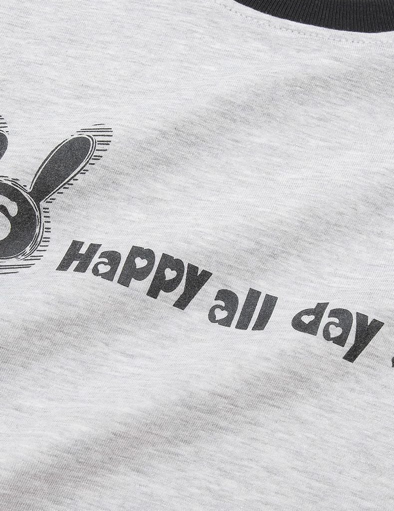 Áo thun dài tay bé gái cổ tròn hình in trước ngực