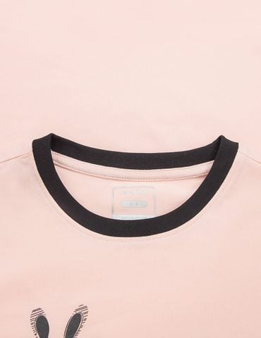 Áo thun dài tay bé gái cổ tròn hình in trước ngực