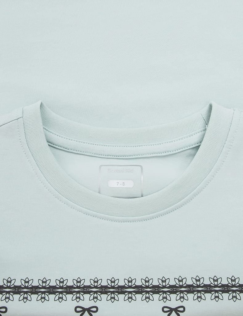 Áo thun dài tay cổ tròn bé gái hình in thân trước