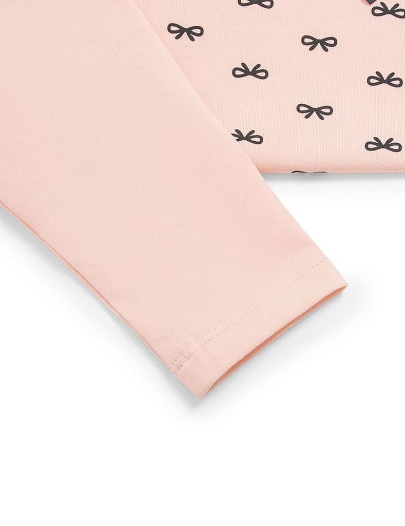 Áo thun dài tay cổ tròn bé gái hình in thân trước