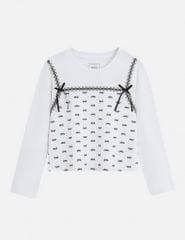 Áo thun dài tay cổ tròn bé gái hình in thân trước