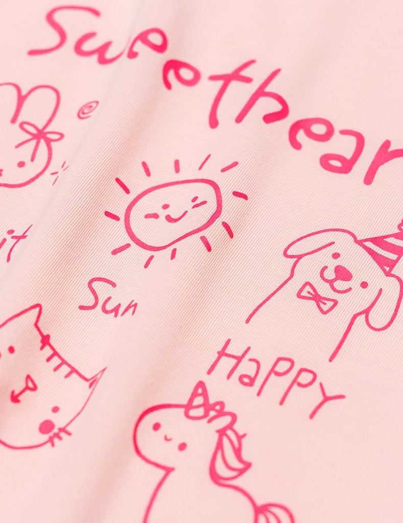 Áo thun dài tay cổ tròn bé gái