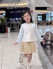 Áo thun dài tay cổ tròn bé gái hình in thân trước