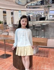 Áo thun dài tay cổ tròn bé gái hình in thân trước