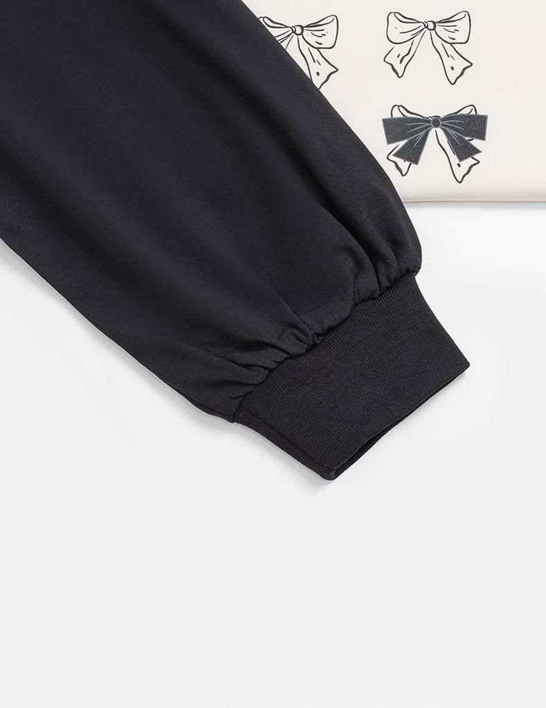 Áo thun dài tay cổ tròn bé gái hình in thân trước