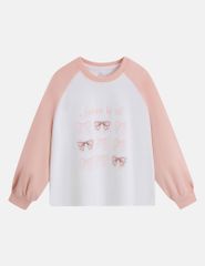 Áo thun dài tay cổ tròn bé gái hình in thân trước