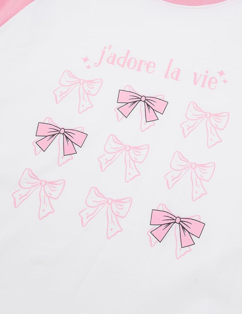 Áo thun dài tay cổ tròn bé gái hình in thân trước