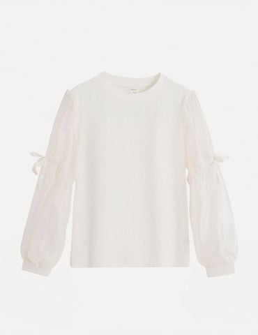 Áo thun dài tay bé gái cổ tròn