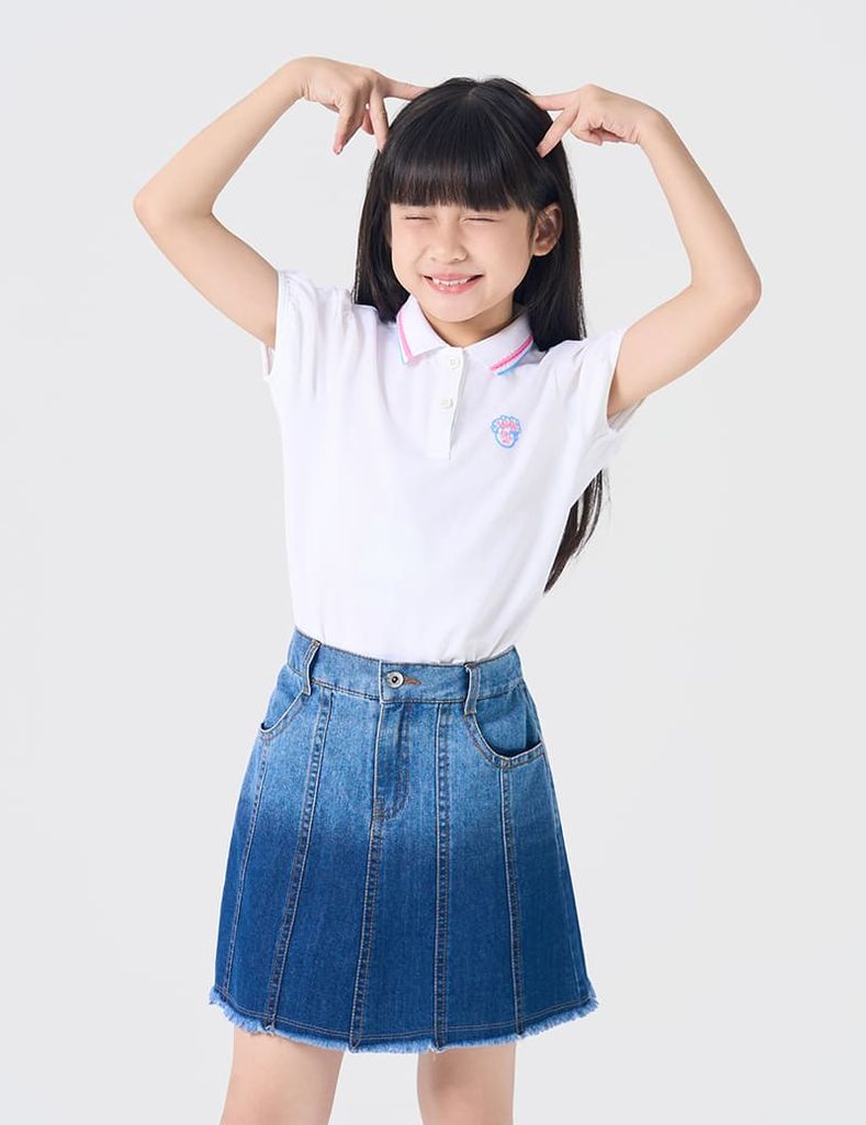 Chân váy jean bé gái mài nhẹ