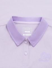 Áo polo bé gái cổ phối khác màu hình in