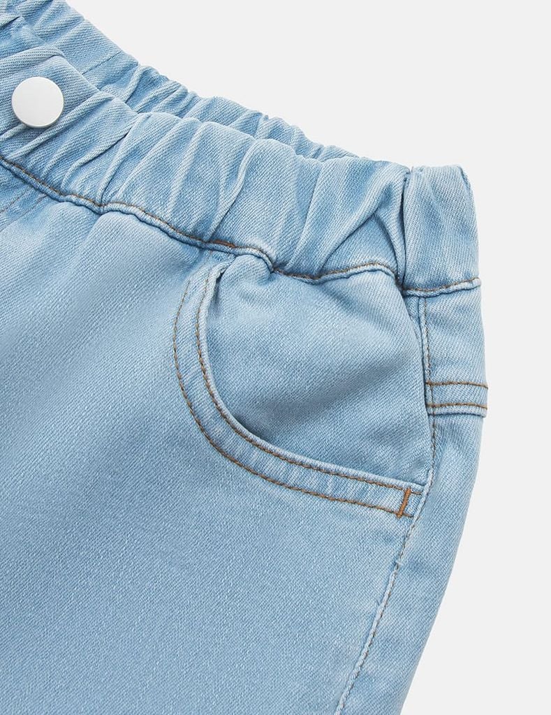 Quần jean bé gái ống đứng cạp chun phối chân