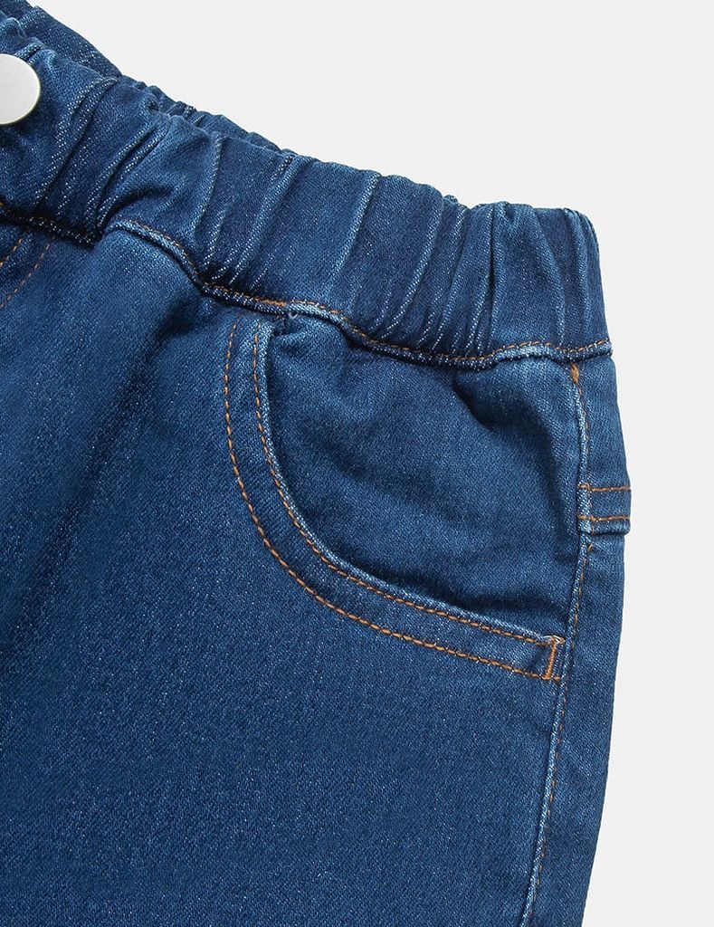 Quần jean bé gái ống đứng cạp chun phối chân