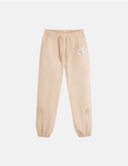 Quần khaki bé gái cạp chun bo gấu gắn mác trang trí