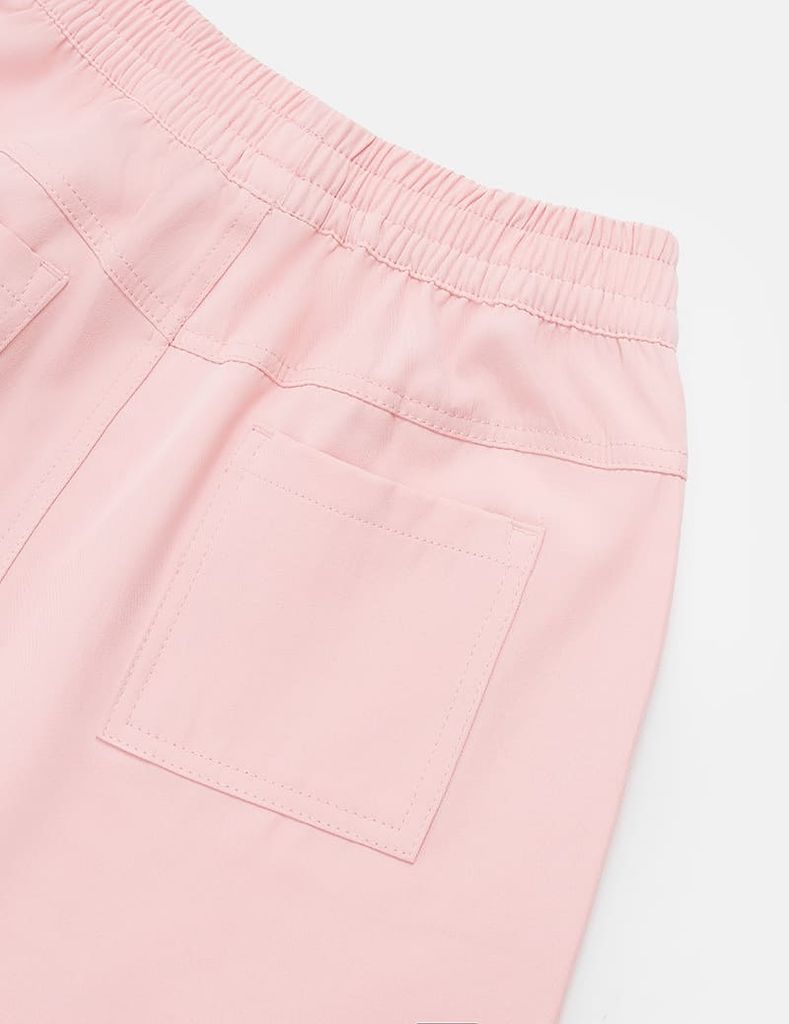 Quần khaki bé gái cạp chun bo gấu gắn mác trang trí