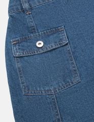Quần short jean bé gái cạp chun vạt lệch