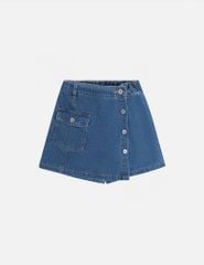Quần short jean bé gái cạp chun vạt lệch