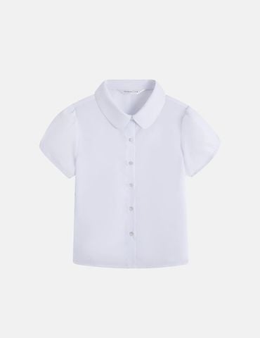 Áo sơ mi trắng ngắn tay bé gái