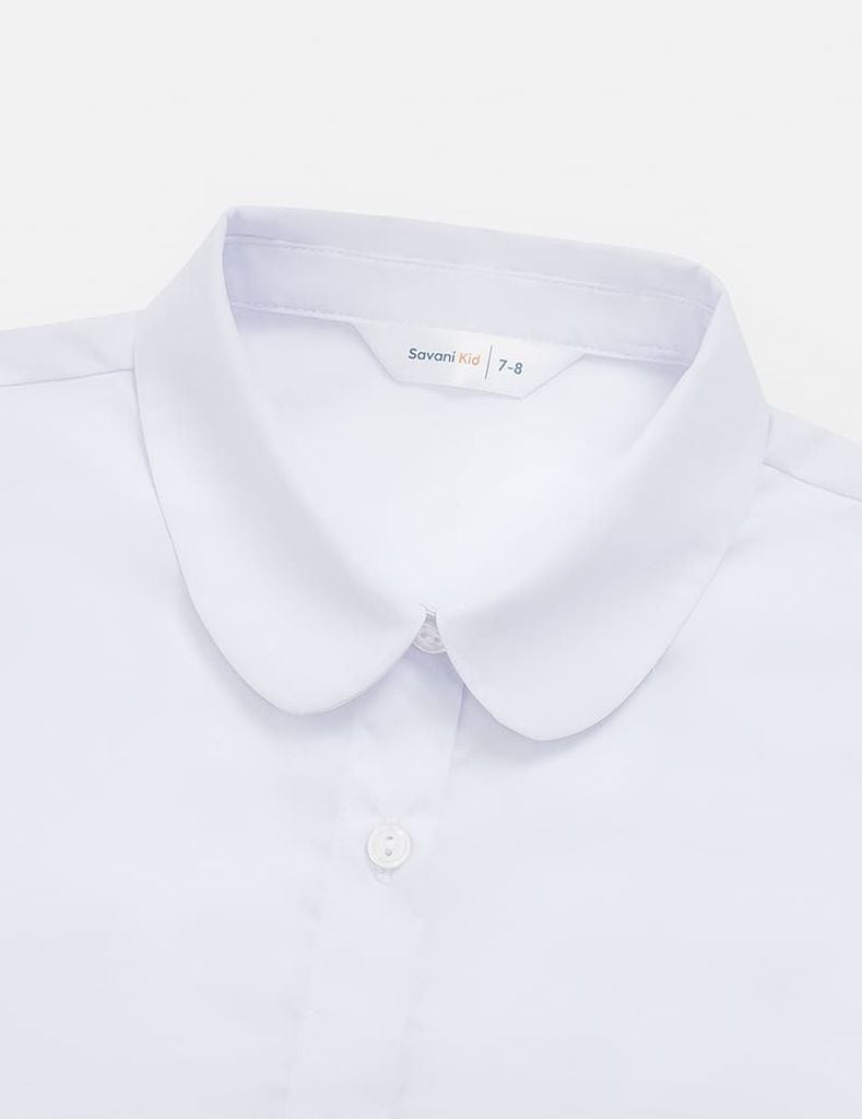 Áo sơ mi trắng ngắn tay bé gái