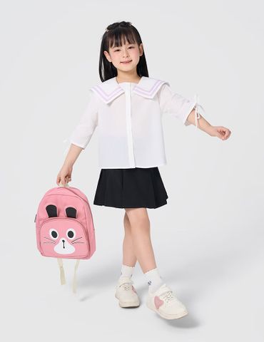 Áo sơ mi bé gái cổ thủy thủ tay kiểu