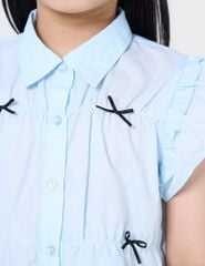 Áo sơ mi ngắn tay trẻ em đính nơ trang trí
