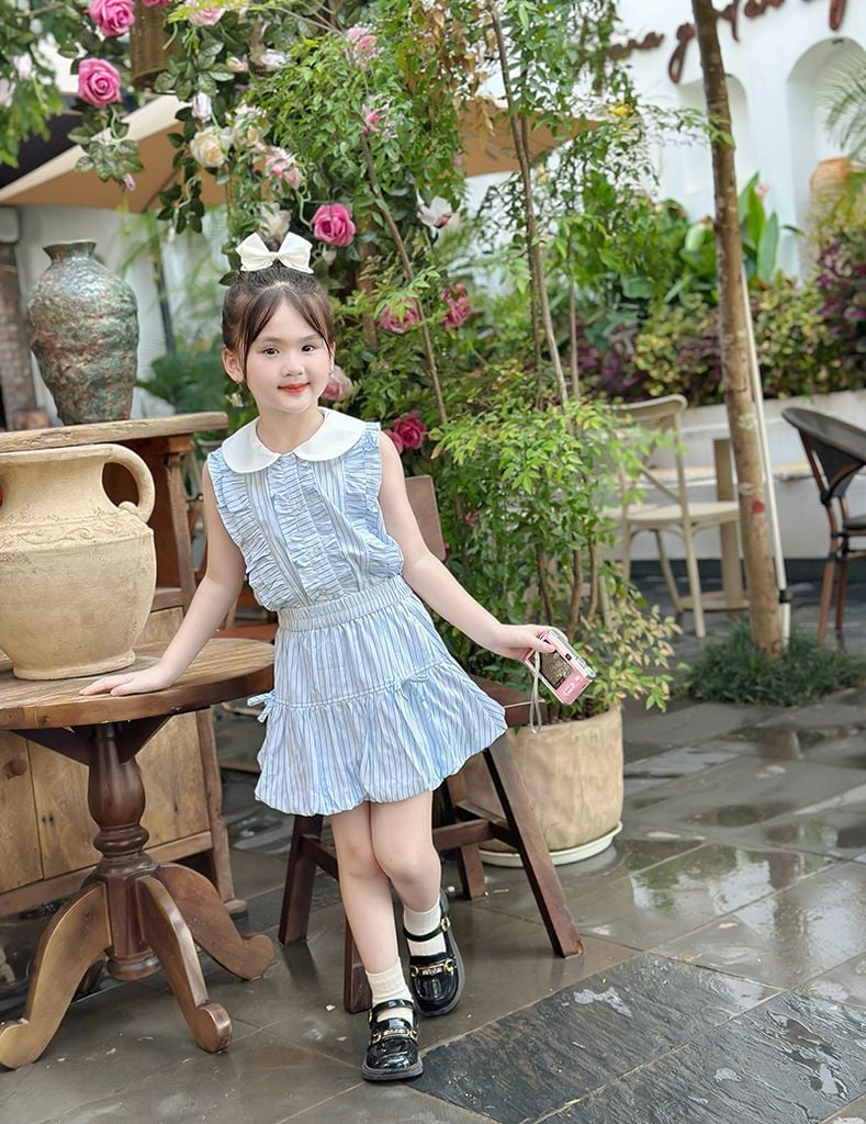 Áo sơ mi ngắn tay bé gái