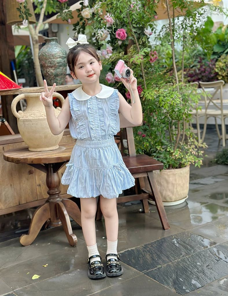 Áo sơ mi ngắn tay bé gái